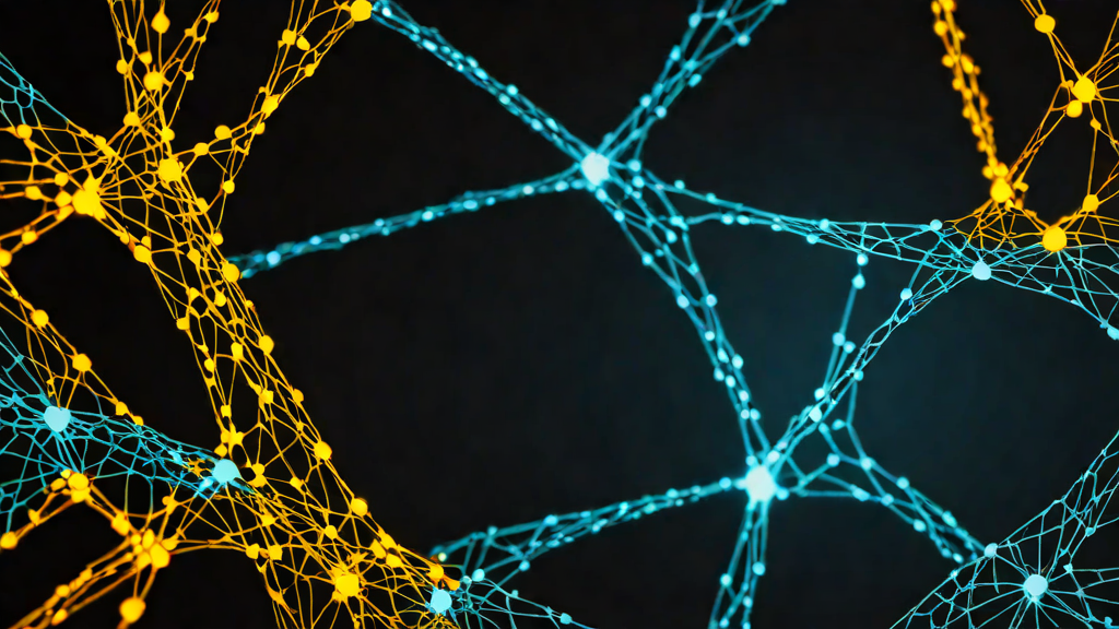 Abstract network visualization showing three separate data streams converging on a single fracturing node
